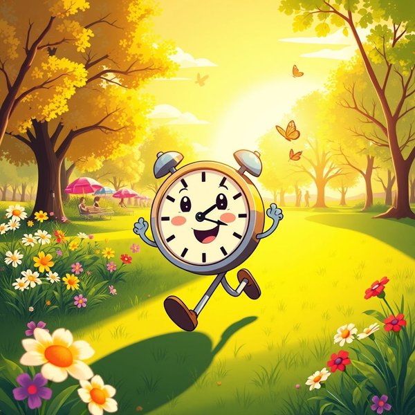 A clock showing time passing throughout the day