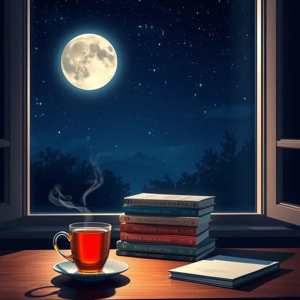 A dark sky with stars and a moon, illustrating the concept of "during the night"
