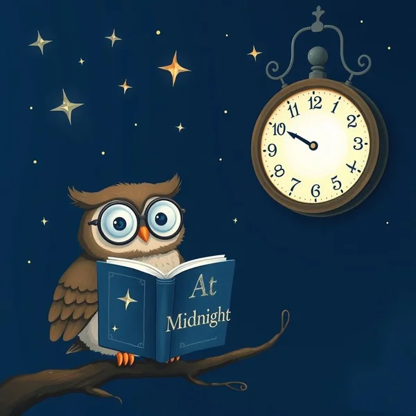 A clock showing the time at midnight