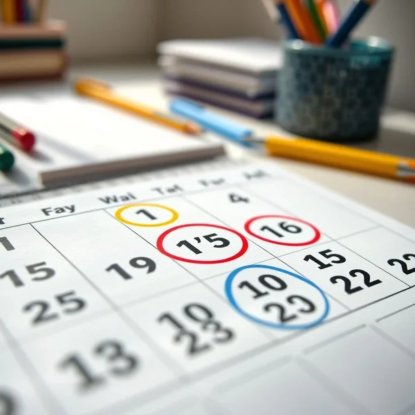 Hình ảnh lịch với nhiều ngày được đánh dấu để minh họa cho cụm từ 'for several days'