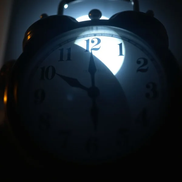 A clock showing the time at midnight