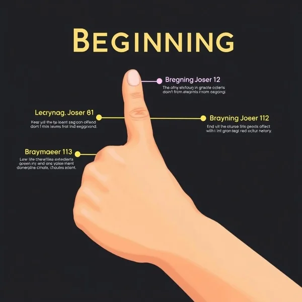 A visual guide showing the start of a book to represent the phrase "at the beginning"