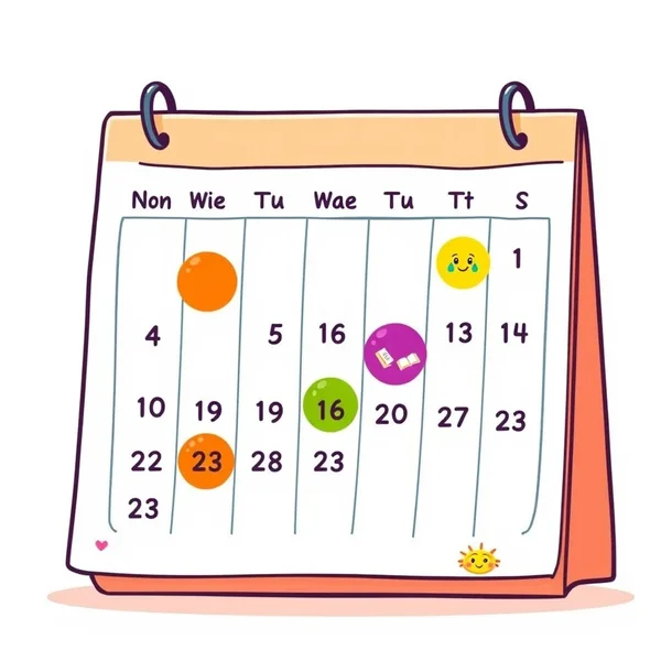 Afbeelding van een kalender waarop meerdere dagen zijn gemarkeerd om de uitdrukking 'for several days' te illustreren