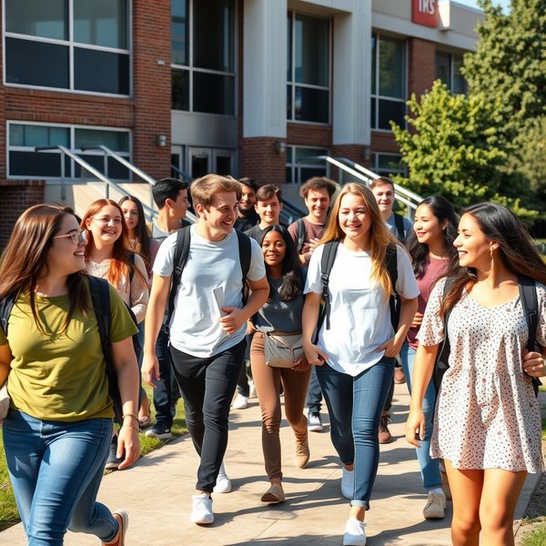 A group of students walking home after school