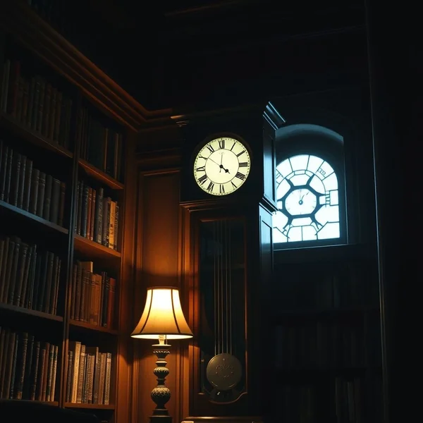 A clock showing the time at midnight