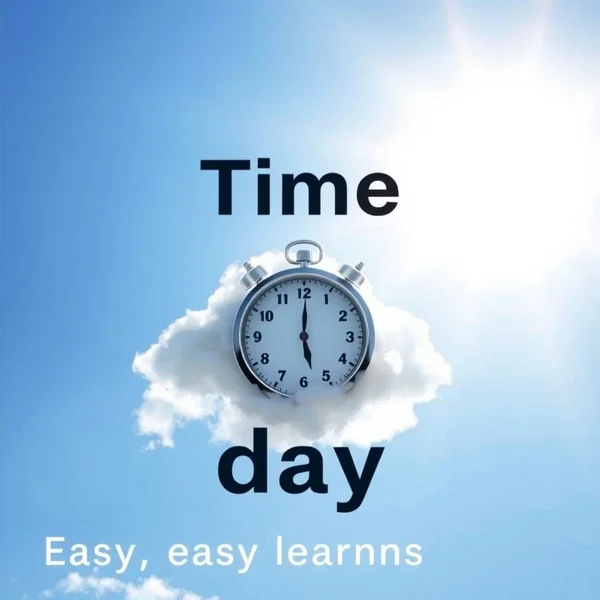 Langit cerah dan bersinar dengan awan, mewakili waktu siang hari. Gambar ini membantu mengilustrasikan makna dari "during the day".