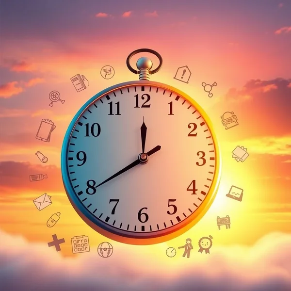 A clock showing time passing throughout the day
