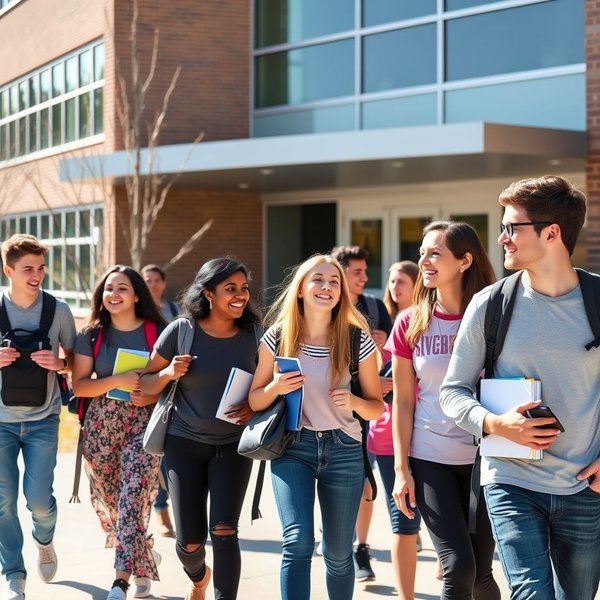 A group of students walking home after school
