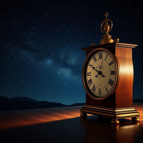 A clock showing the time at midnight