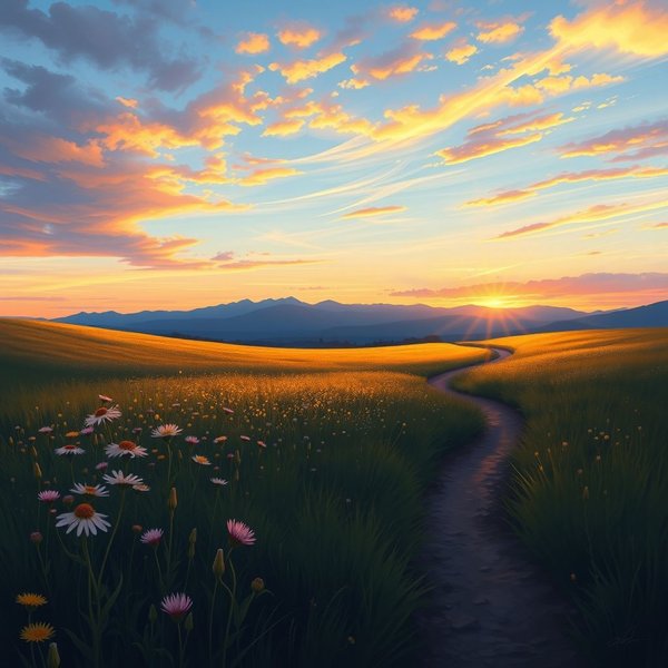 A beautiful sunrise over mountains at dawn