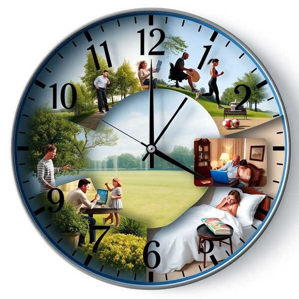 A clock showing time passing throughout the day