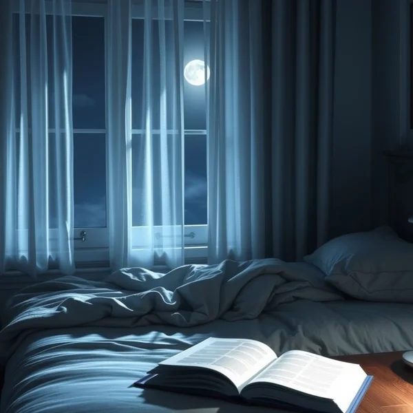 A dark sky with stars and a moon, illustrating the concept of "during the night"