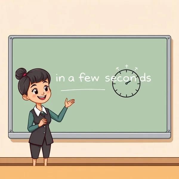 An image of a stopwatch showing a short time to illustrate the meaning of "in a few seconds"