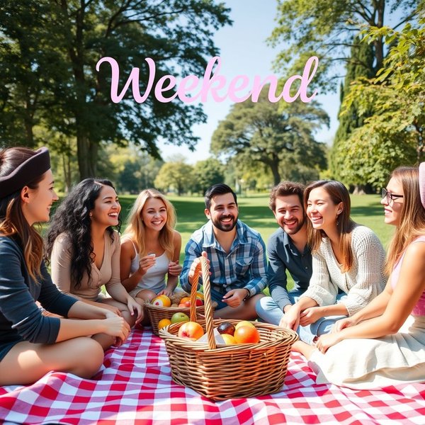 Amici che si godono un picnic on the weekend