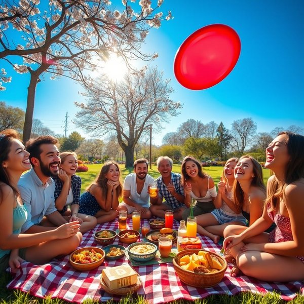 Friends enjoying a picnic on the weekend