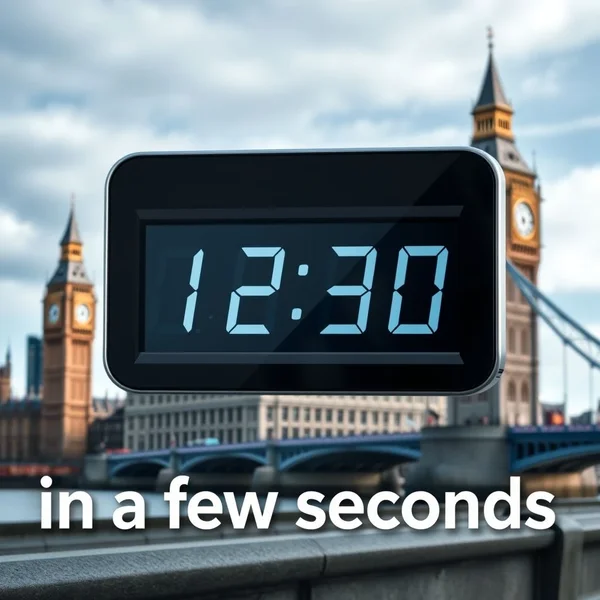Uma imagem de um cronômetro mostrando pouco tempo para ilustrar o significado de "in a few seconds"