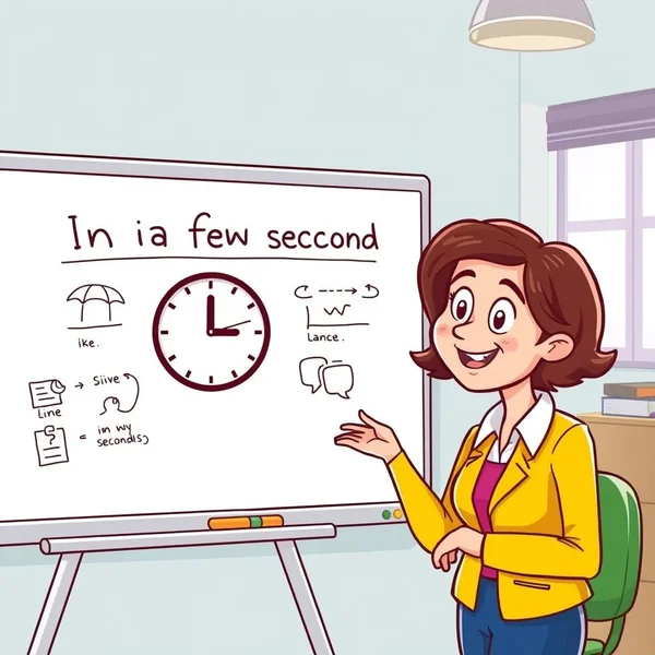 An image of a stopwatch showing a short time to illustrate the meaning of "in a few seconds"