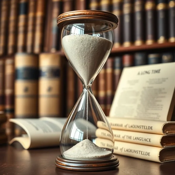 Una clessidra che mostra il passare del tempo, illustrando la frase "for a long time"