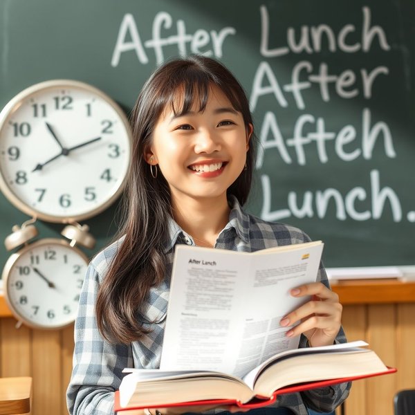 Using the phrase after lunch in English sentences