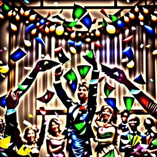 People celebrating with confetti after the ceremony
