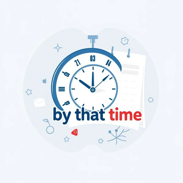 Eine Uhr und ein Kalender zeigen eine Frist, um die Phrase by that time zu erklären