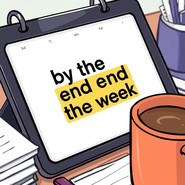 Bir son teslim tarihi olarak 'by the end of the week' yazılı bir takvim çizimi