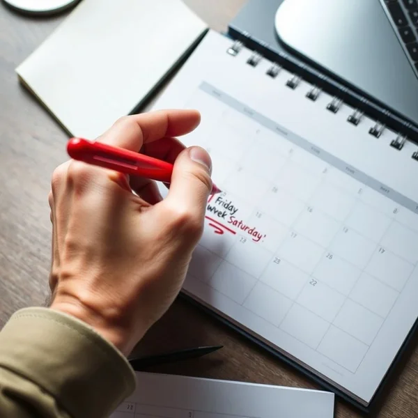 An illustration of a calendar showing a deadline for 'by the end of the week'