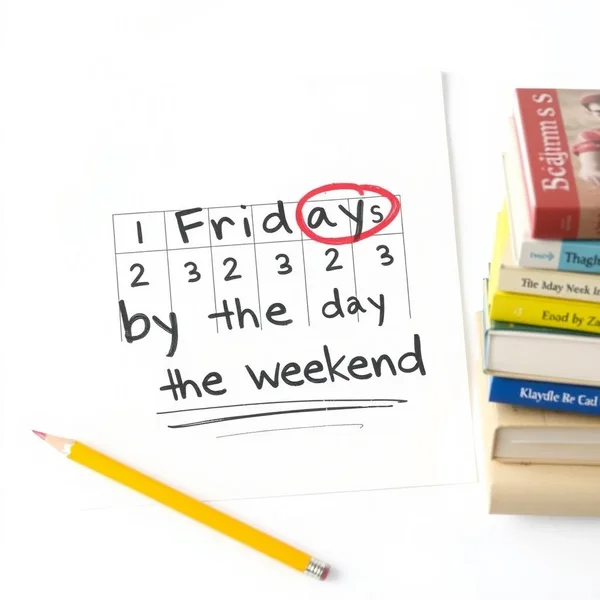Image of a calendar with the weekend circled, with the title: Using "by the weekend" in English sentences