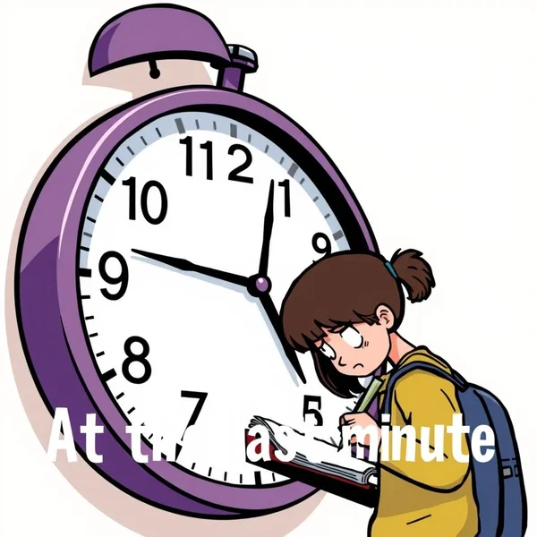 Um relógio mostrando o horário como 11:59, ilustrando o conceito de 'at the last minute'