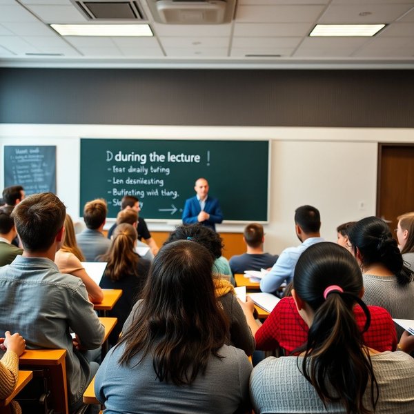 Students taking notes during the lecture