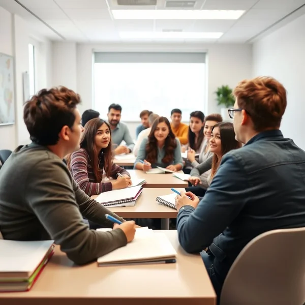 Students taking notes during the lecture