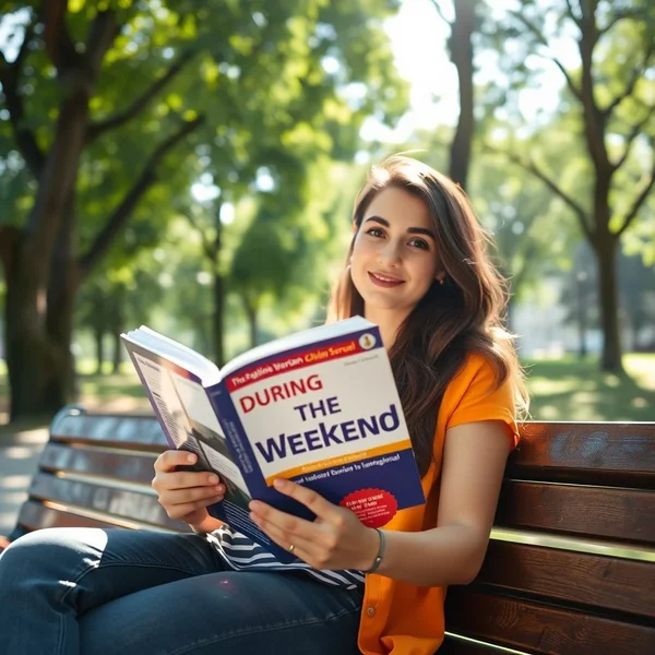 A person reading a book in a park during the weekend
