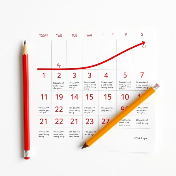 Een kalender met een lijn die vanaf vandaag in de toekomst loopt, die de betekenis van from now on illustreert