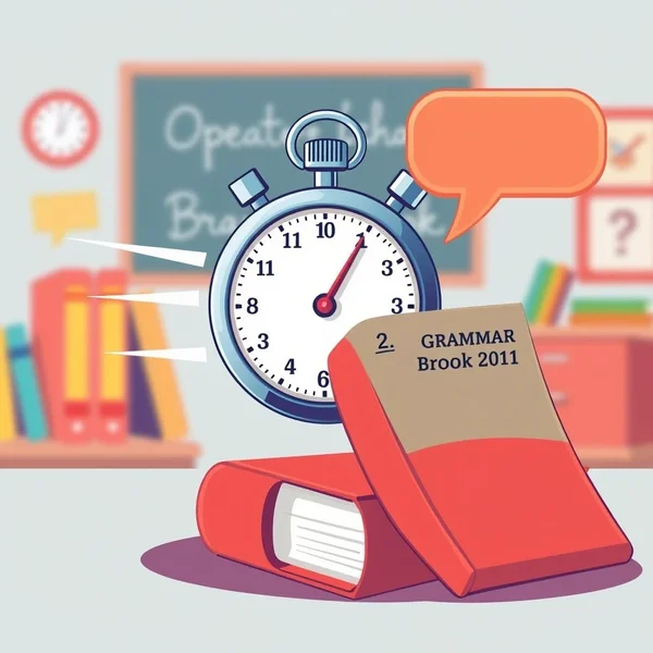 A fast clock showing the meaning of the adverbial phrase in no time
