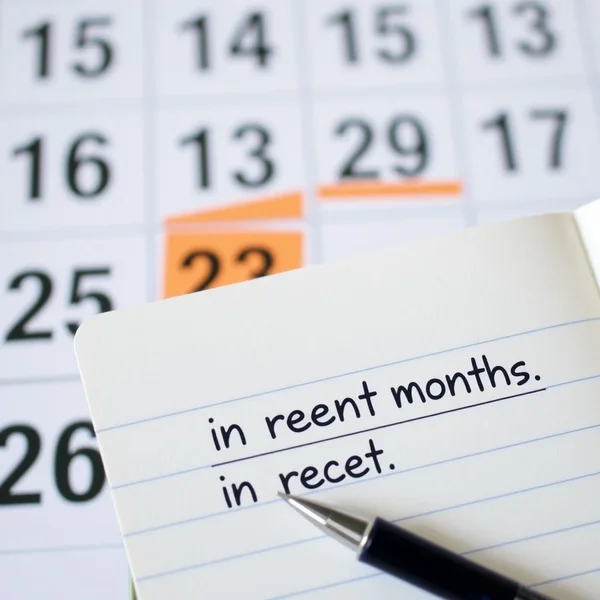 Son birkaç ayı vurgulanmış bir takvim, "in recent months" ifadesinin anlamını anlatıyor