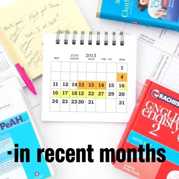 A calendar with the last few months highlighted to explain the meaning of "in recent months"