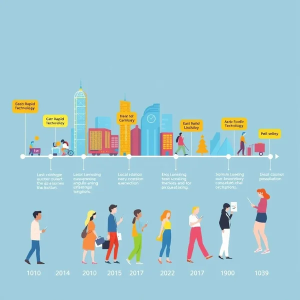 Một dòng thời gian thể hiện những thay đổi công nghệ nhanh chóng in the past decade.