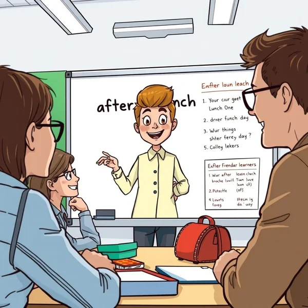 Using the phrase after lunch in English sentences
