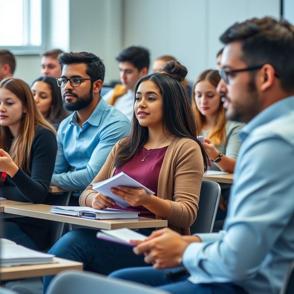 Des étudiants prennent des notes during the lecture