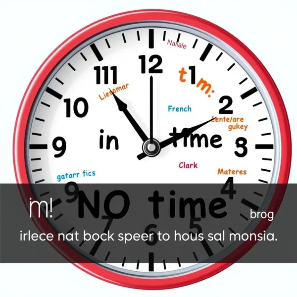 A fast clock showing the meaning of the adverbial phrase in no time