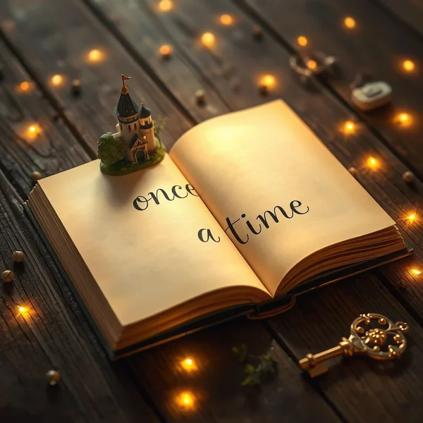 Un livre d’histoires avec la phrase once upon a time écrite sur la page