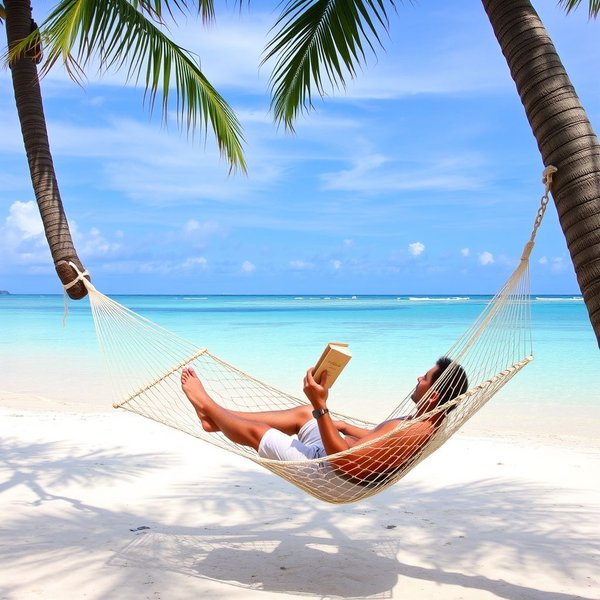 Image of a man on vacation, illustrating the phrase "during his vacation"
