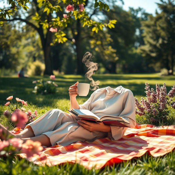 A person reading a book in a park during the weekend
