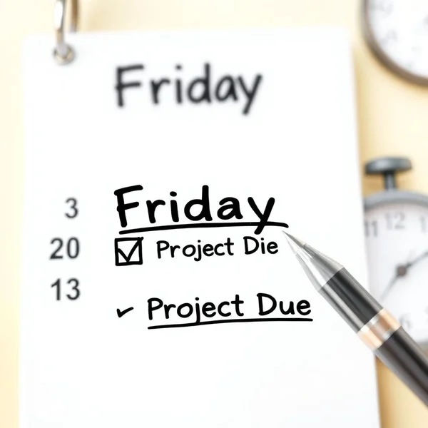 Een illustratie van een kalender met een deadline voor 'by the end of the week'