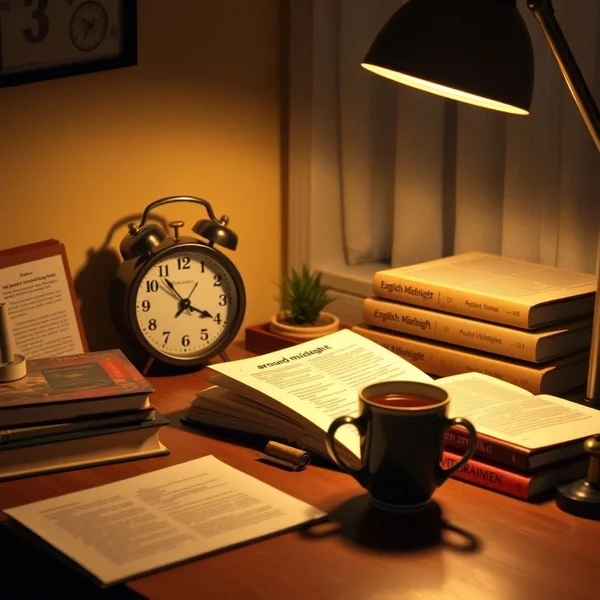 Menggunakan frasa adverbia around midnight dalam sebuah kalimat