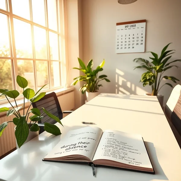 Sebuah kantor yang tenang dengan tanaman sedang disiram, menandakan kepedulian during their absence