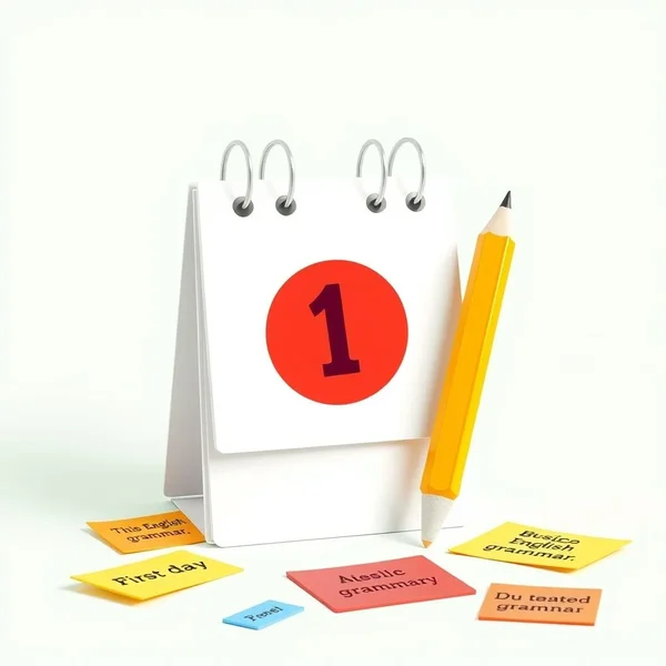 Een kalender met de eerste dag omcirkeld, die laat zien hoe je de uitdrukking on the first day gebruikt
