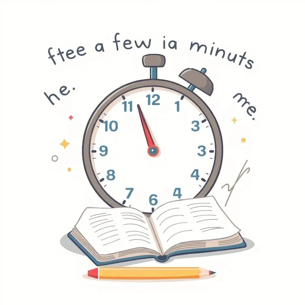 A clock showing a few minutes have passed, illustrating the phrase "after a few minutes"