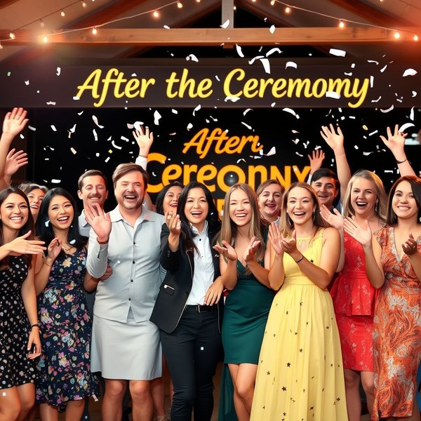 Люди празднуют с конфетти after the ceremony