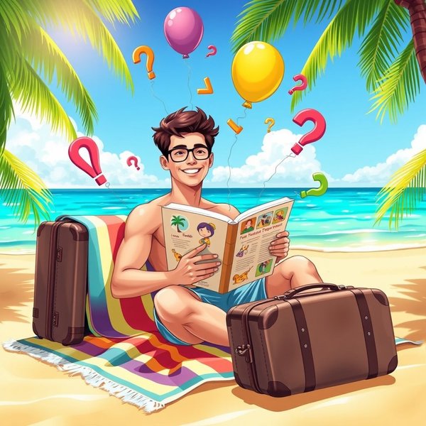 Image of a man on vacation, illustrating the phrase "during his vacation"